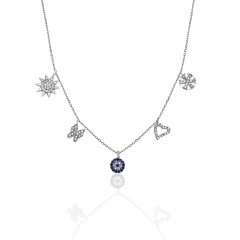 Karışık Figürlü Şans Kolye Gümüş