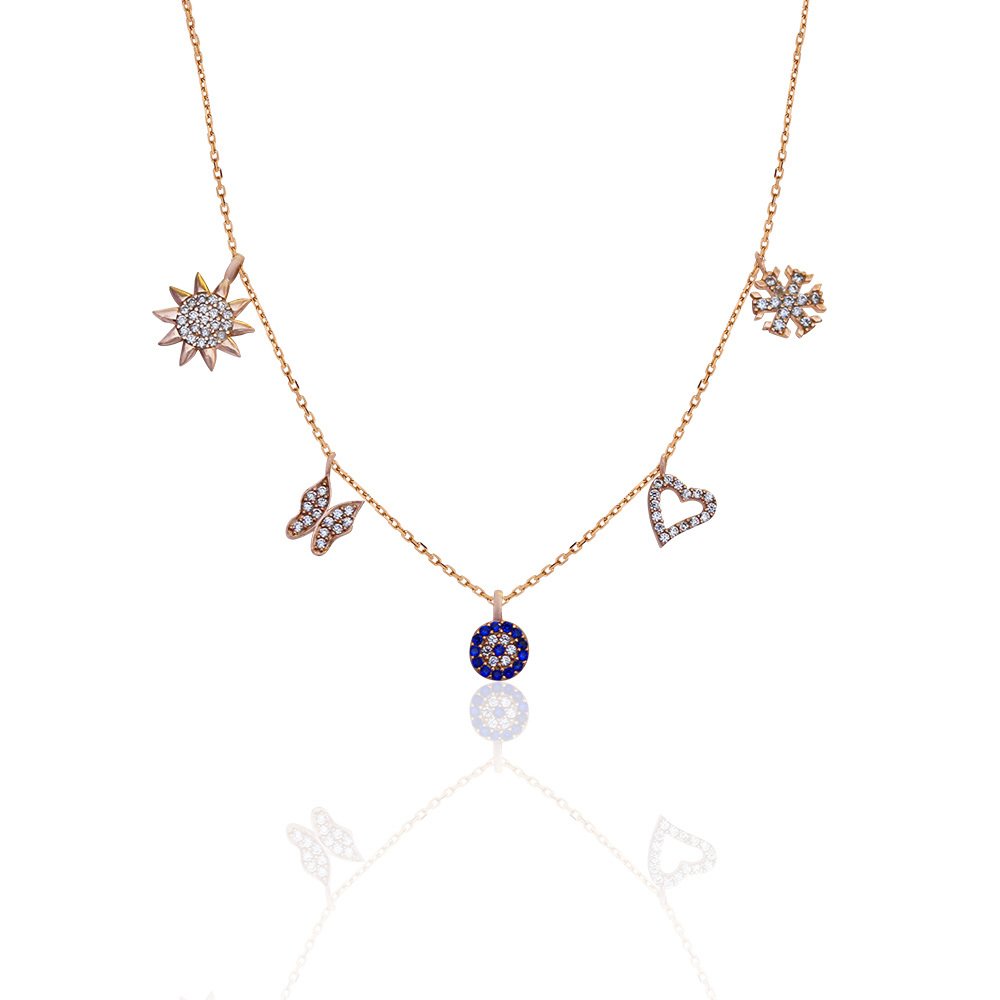 Karışık Figürlü Şans Kolye Rose