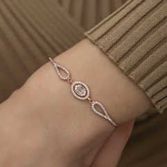 Gümüş Rose Oval Baget Bileklik