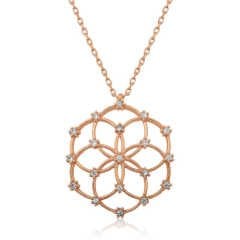 Gümüş Rose Yaşam Çiçeği Kolye