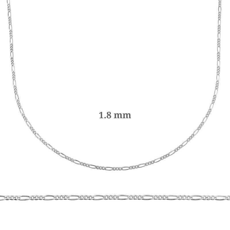 1.8 mm Gümüş Figaro Zincir - 0.50 mikron
