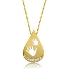Gümüş Gold Bebek Elleri Bayan Kolye