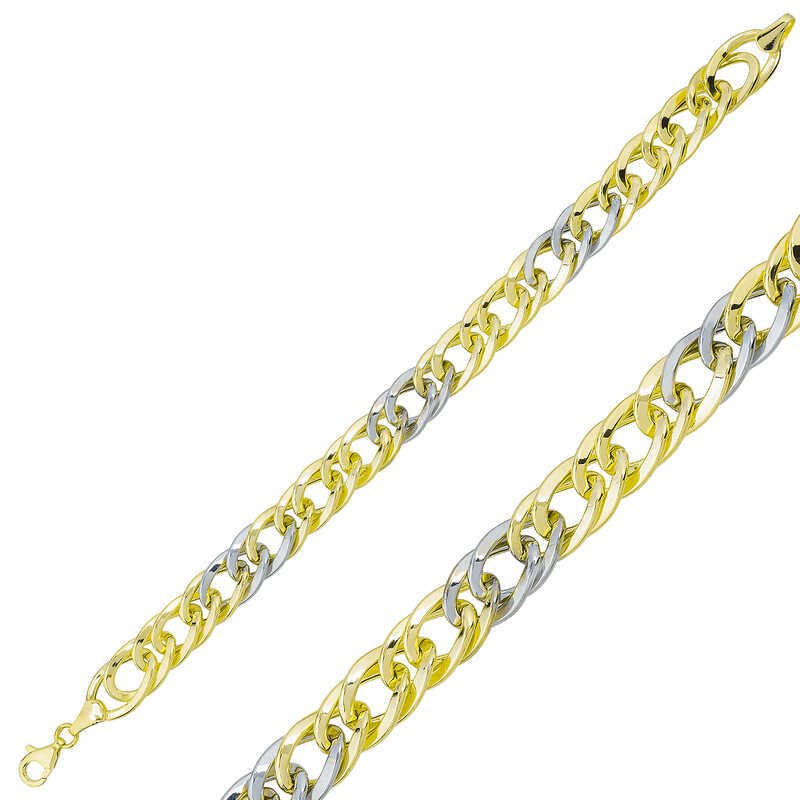 ​Gümüş İki Renkli Zincir Bileklik