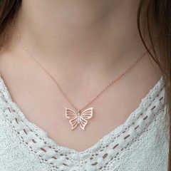 ​Gümüş Rose Bahar Kelebeği Bayan Kolye